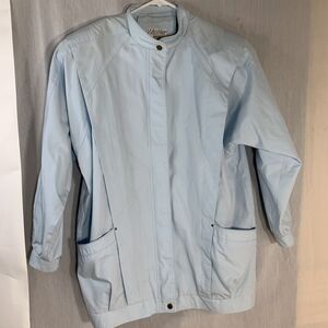 Vintage Weather Master Jacket Medium Blue  Lined Zip Up Made in Hong Kong EUC